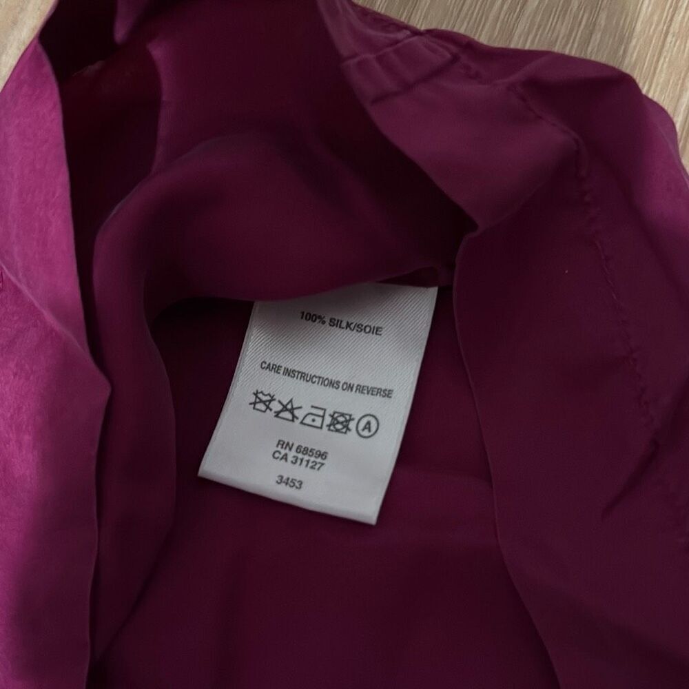 Vintage DKNY 100%‎ Silk Blouse Purple Top Size Medium - Picture 8 of 9